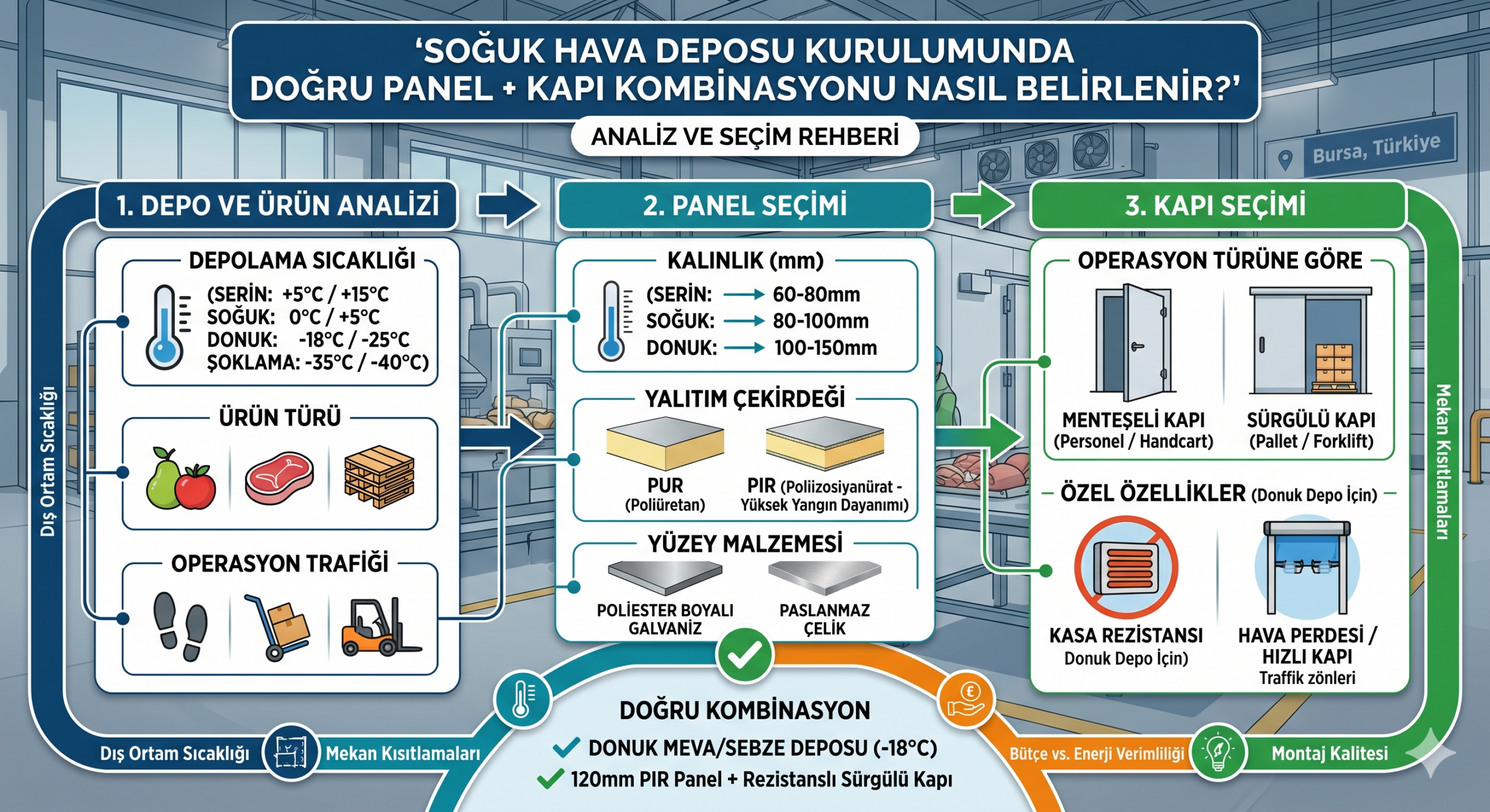 Soğuk Hava Deposu Kurulumunda Doğru Panel + Kapı Kombinasyonu Nasıl Belirlenir